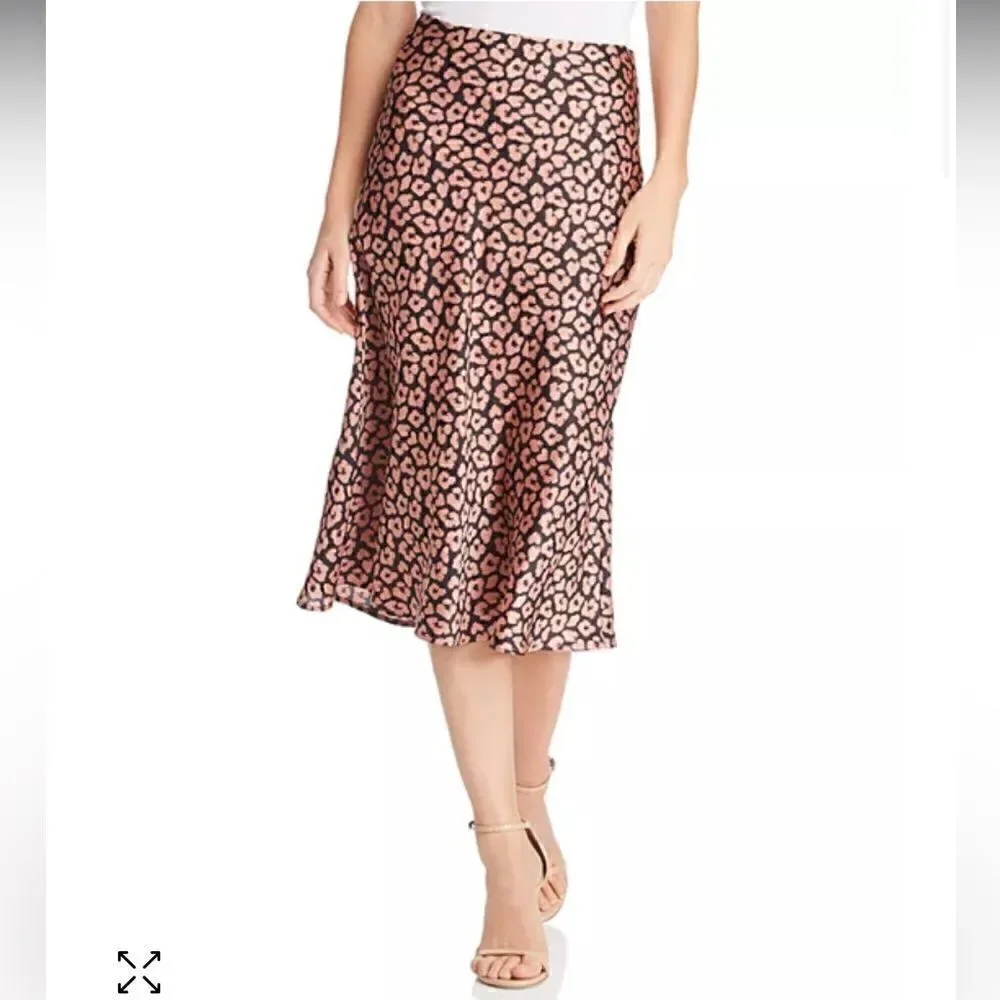 NWTs Cotton Candy LA Leopard Print Satin Midi Skirt Size Small